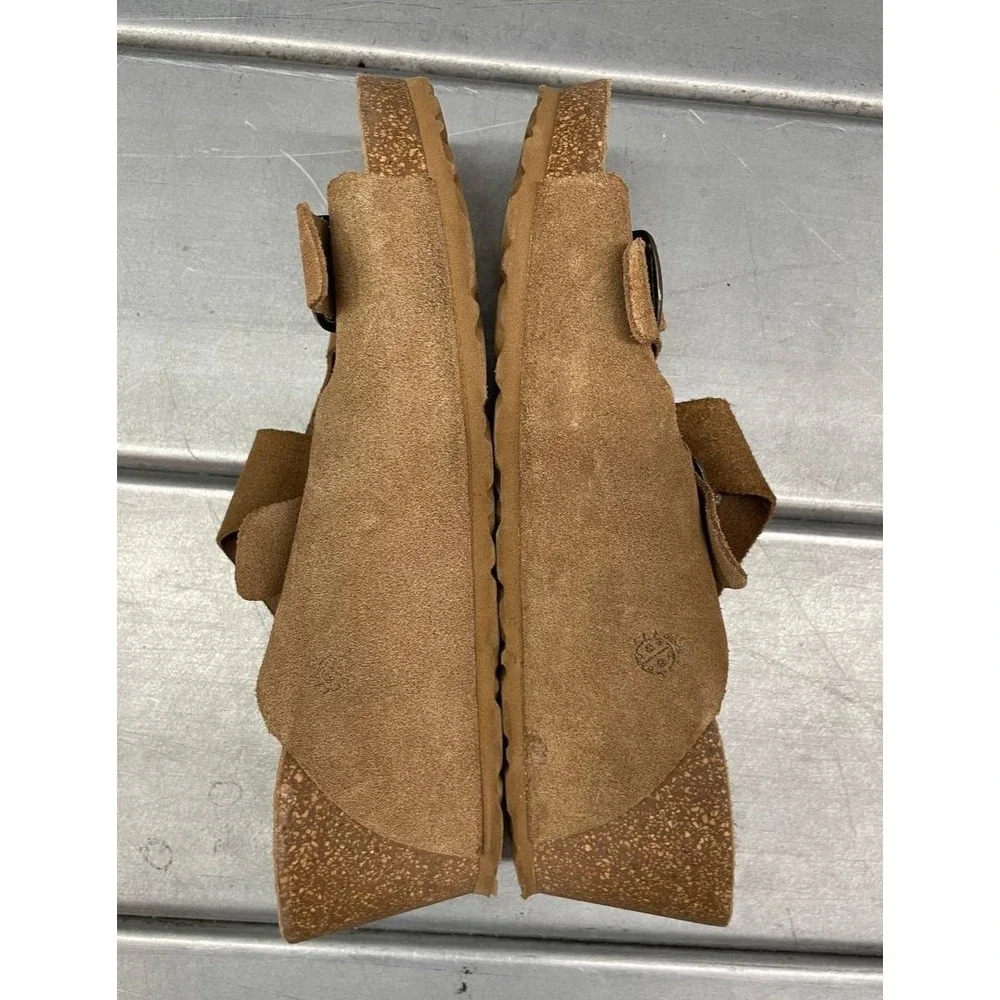 Yokono Wedge‎ Sandals Womens 9 Brown Suede Leather Cork Heel